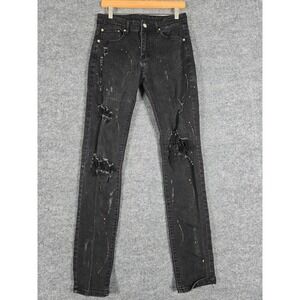 GSQUARED Mens Black Distressed Paint Splatter Jeans 30x32 Slim Fit